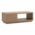 Meuble TV rectangulaire 120 x 40 x 45 cm en panneaux MDF finition chêne brun avec porte et niche ouverte