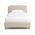 Lit double capitonné 140 x 200 cm en polyester rectangulaire beige