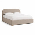 Lit double avec cadre rembourré en polyester beige pour matelas 160 x 200 cm