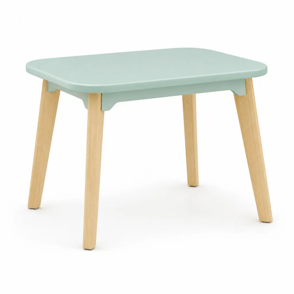 Bureau enfant rectangulaire 60 x 40 x 44 cm en MDF et pin massif vert menthe naturel