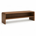 Meuble TV rectangulaire avec niche ouverte en MDF mélaminé effet noyer 140 x 40 x 50 cm marron noyer