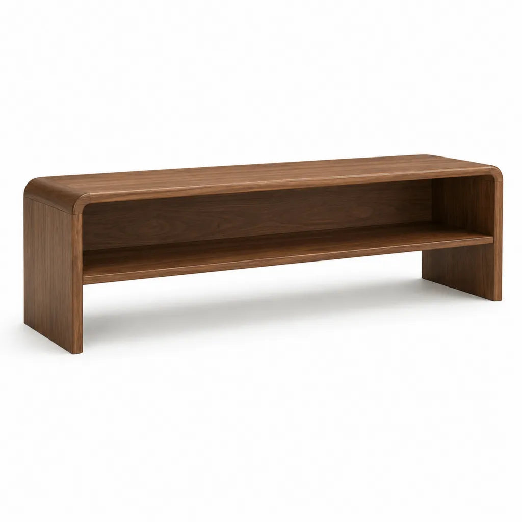 Meuble TV rectangulaire avec niche ouverte en MDF mélaminé effet noyer 140 x 40 x 50 cm marron noyer