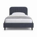 Lit double capitonné 160 x 200 cm en polyester gris anthracite avec tête de lit rembourrée