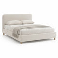 Lit double avec cadre de lit rembourré rectangulaire en polyester crème 160 x 200 cm