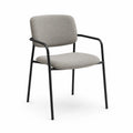 Chaise de conférence avec accoudoirs en polyester gris clair et acier noir 56 x 58 x 82 cm