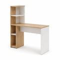 Bureau avec étagères intégrées 120 x 50 x 120 cm en panneaux de particules rectangulaire chêne clair blanc