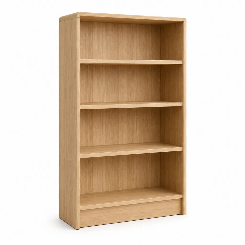 Bibliothèque ouverte 4 niveaux en panneaux MDF plaqués chêne clair 80 x 30 x 180 cm