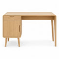 Bureau classique avec rangement en placage chêne naturel rectangulaire 100 x 50 x 75 cm
