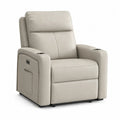 Fauteuil relax électrique inclinable en cuir synthétique PU beige avec porte-gobelets 92 x 98 x 104 cm