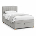 Lit 1 place avec tiroir de rangement 90 x 190 cm en polyester gris clair