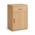 Table de chevet avec tiroir et porte en panneaux MDF plaqués chêne rectangulaire beige 45 x 35 x 65 cm