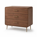 Commode basse 3 tiroirs en MDF plaqué noyer 100 x 45 x 80 cm marron