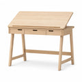 Bureau classique inclinable en bois massif naturel avec 3 tiroirs 110 x 60 x 75 cm