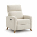 Fauteuil relax inclinable manuel en polyester crème avec pieds en bois massif 90 x 94 x 104 cm